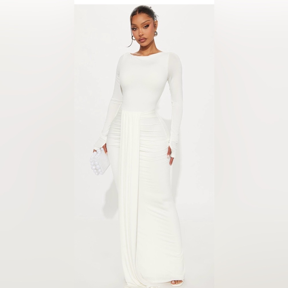 Fashion Nova “Eloise Boat Neck Maxi Dress”